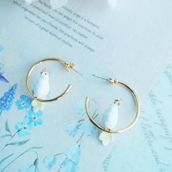 Bill skinner parrot earrings bird earrings animal earrings enamel earrings - Picture 4 of 10